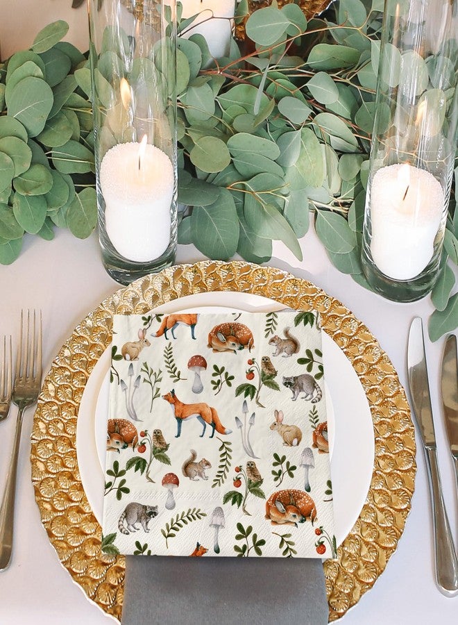 JarThenaAMCS مناديل ورقية من JarThenaAMCS، عبوة من 80 منديل، بتصميم حيوانات الغابة، بنقشة الفطر، للاستخدام مرة واحدة، ألوان مائية، مزخرفة بنمط الغابة، مثالية لحفلات الغداء والعشاء، لتزيين الطاولة، مقاس 6.5 × 6.5 بوصة - Image 5